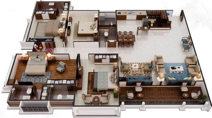 4 BHK Duplex Floor Plan